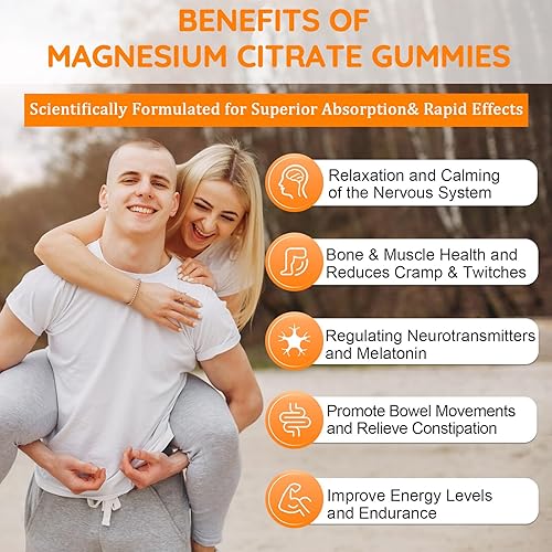 Miniatura 4 de Gomitas de magnesio de 2000 mg para adultos  Gomitas de citrato de magnesio de alta absorción con Ashwagandha para estreñimiento, músculo y hueso y