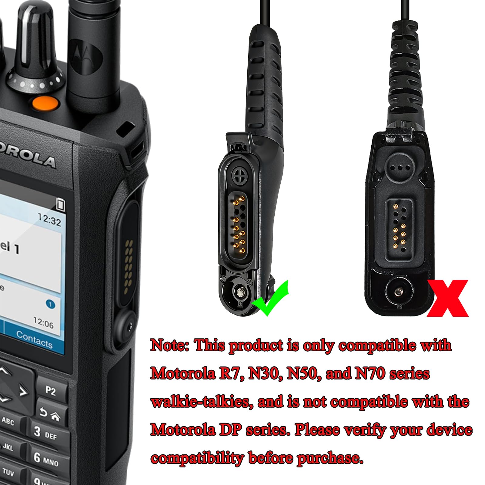 Rurka akustyczna słuchawka z mikrofonem kompatybilna z Motorola R7 N30 N50 N70, ION i MXP600 Multi Pin Two Way Radio dla ochroniarza