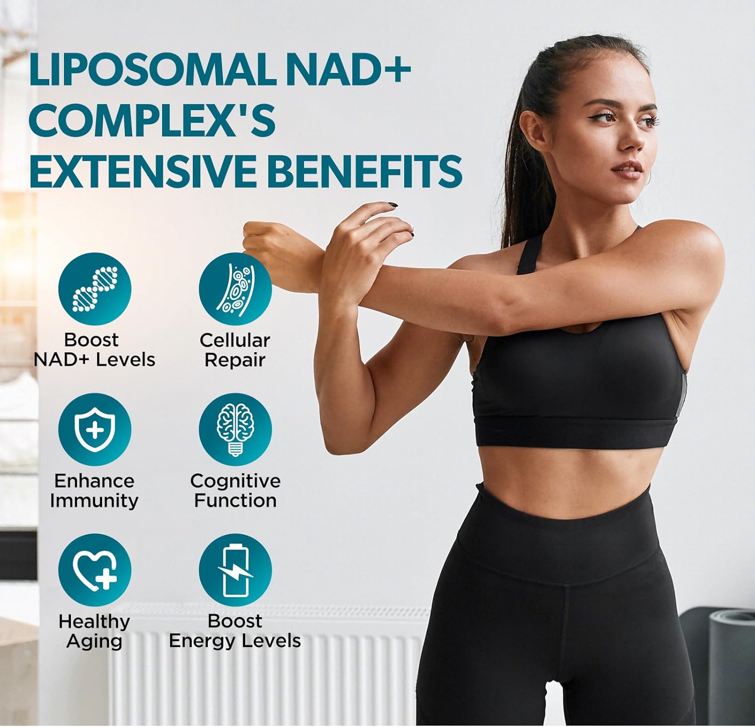 NAD Liquid Supplement for Women, Liposomal NAD+ Drops 1200MG with NAD Plus Resveratrol, Tmg, Quercetin, Anti-Aging, Cell Regeneration, Energy & Metabolism Support, Pineapple Flavor - Image 4