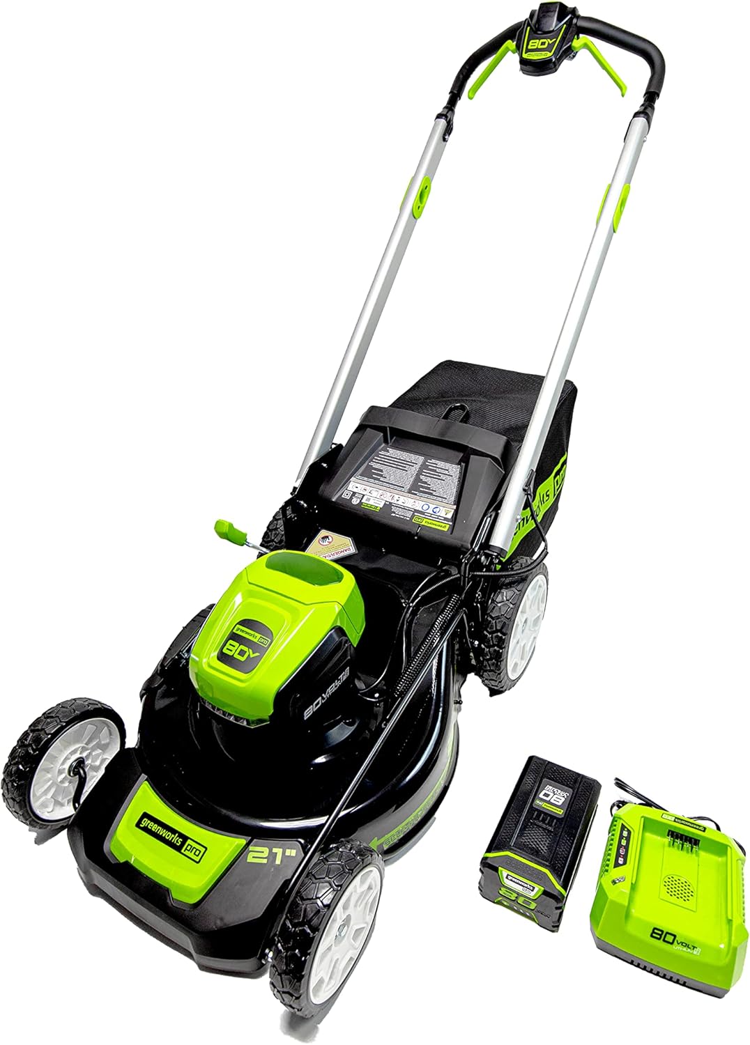 Greenworks 80V 21Inch SelfPropelled Cordless Lawn Mower, 4Ah Battery