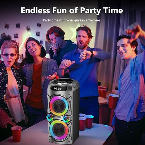 Miniatura 7 de Altavoz Bluetooth portátil de 100 W, gran alcance inalámbrico Boombox TWS emparejamiento sonido estéreo fuerte graves profundos altavoces grandes