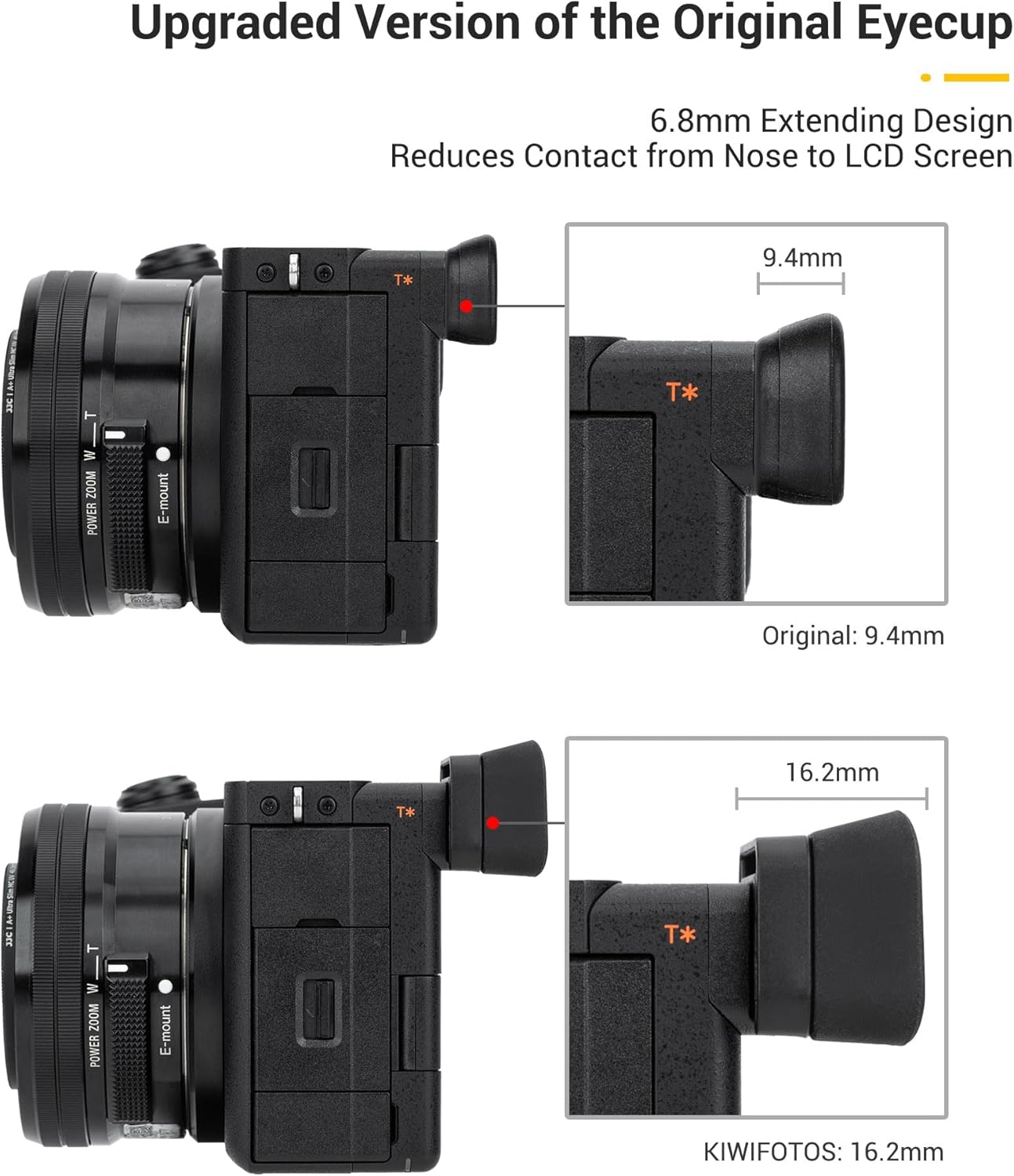 A6700アイカップ接眼レンズ、ソフトシリコン拡張カメラアイカップビューファインダー ソニーA6700アルファAPS-Cミラーレスカ