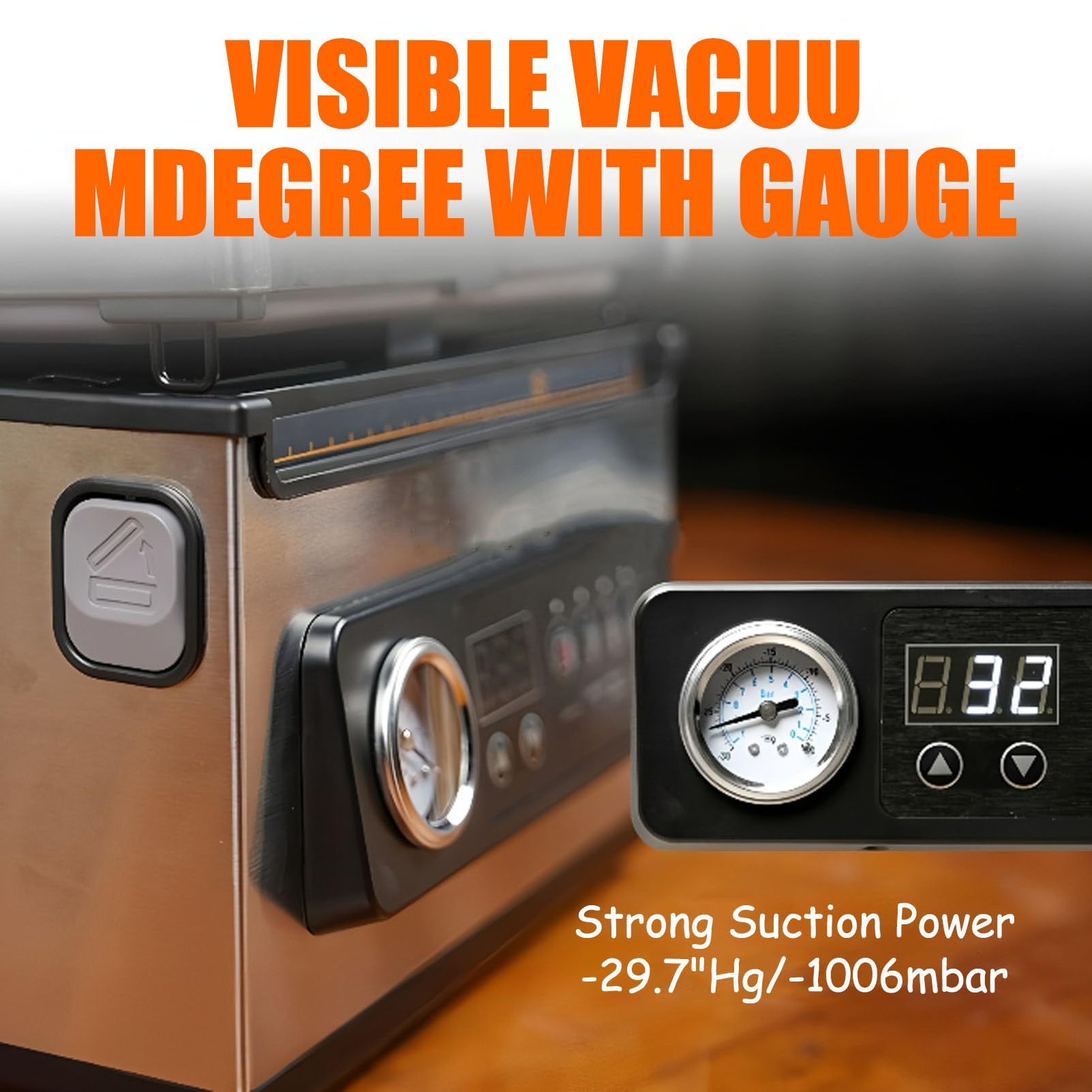 Selladora Al VacíO De CáMara, MáQuina Selladora Al VacíO AutomáTica con Manguera Externa, Barra De Sellado De 25,4 Cm para La ConservacióN De Alimentos, Sous Vide