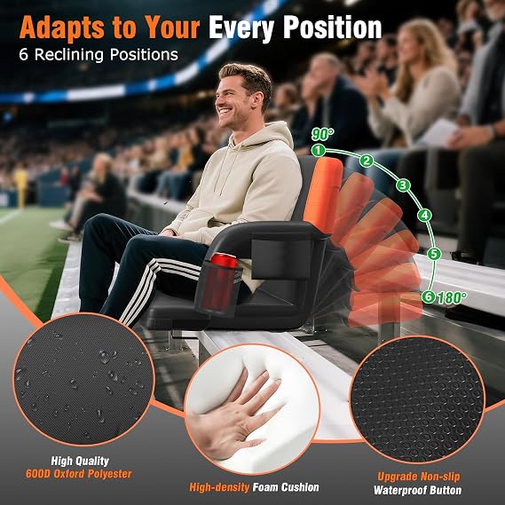 Suteck Heated Stadium Seat with Back Support, Portable Bleacher Chair