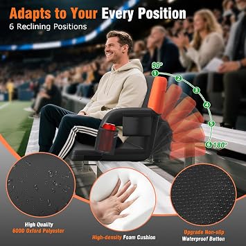 Suteck Heated Stadium Seat with Back Support, Portable Bleacher Chair