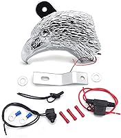 Vista 8 de HTTMT MT246-008-A- Cubierta de bocina de cabeza de águila cromada Compatible con Harley-Davidson de 1992 y más con montaje lateral "cencerro