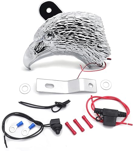 Miniatura 8 de HTTMT MT246-008-A- Cubierta de bocina de cabeza de águila cromada Compatible con Harley-Davidson de 1992 y más con montaje lateral "cencerro" y