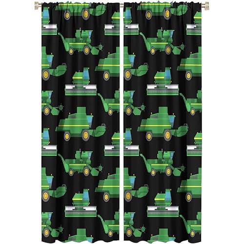 Kids Agriculture Machine Window Curtains, Farm Equipment Tractors Transport Combines Rod Pocket Decorative Windows Curtain for Boys Children Teens Room Decor 42x63in (30% Blackout)