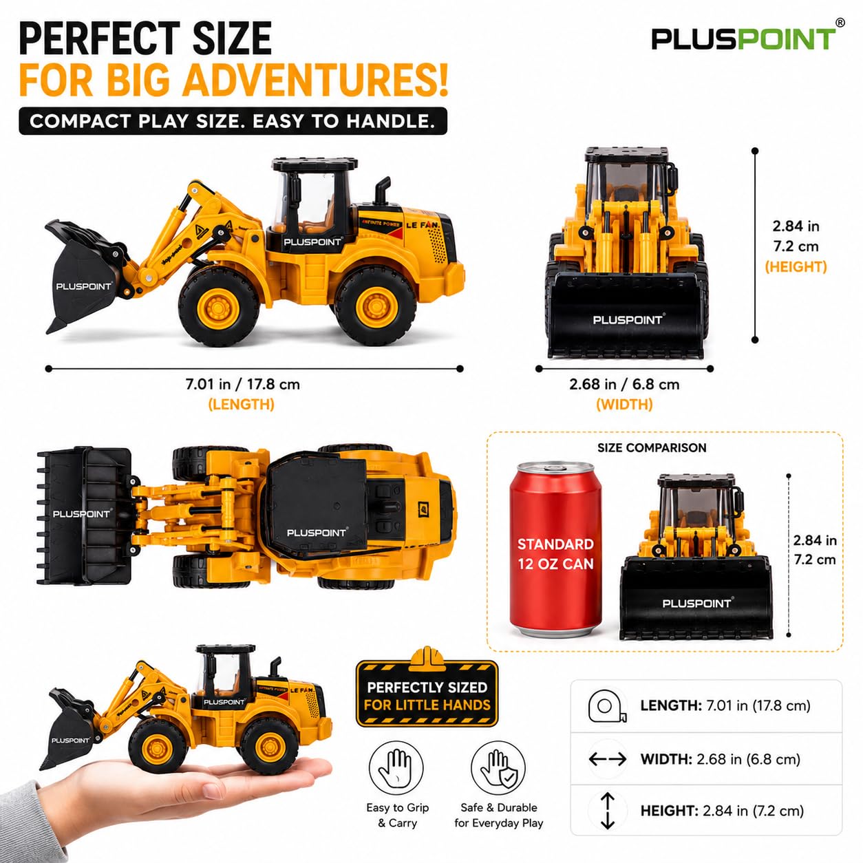 PLUSPOINT Bulldozer Toy Truck Construction Realistic Excavator Truck for Kids Friction Powered Truck Engineering Vehicle Toy for Birthday Gift for 3 Year Old Kids Sand Toys 2
