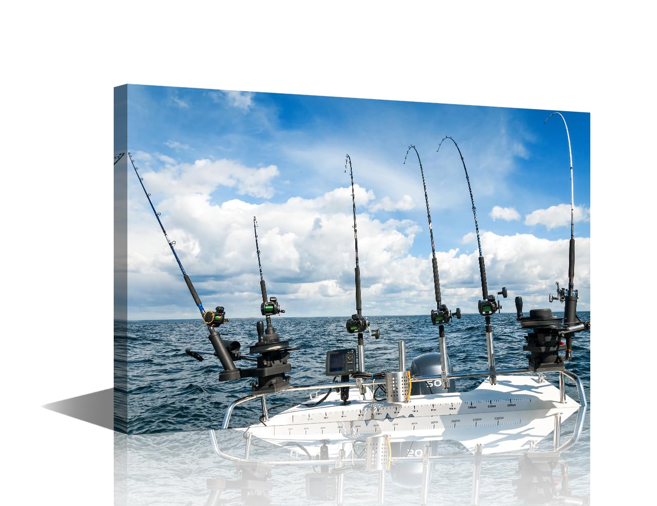 Fishing Rod Pictures for Wall Black and White Artwork 1 Piece Canvas Wall Art Fishing Rod and Reels Pictures Home Decor for Living Room Painting Modern Artwork Framed Stretched Ready to Hang 36x24 in