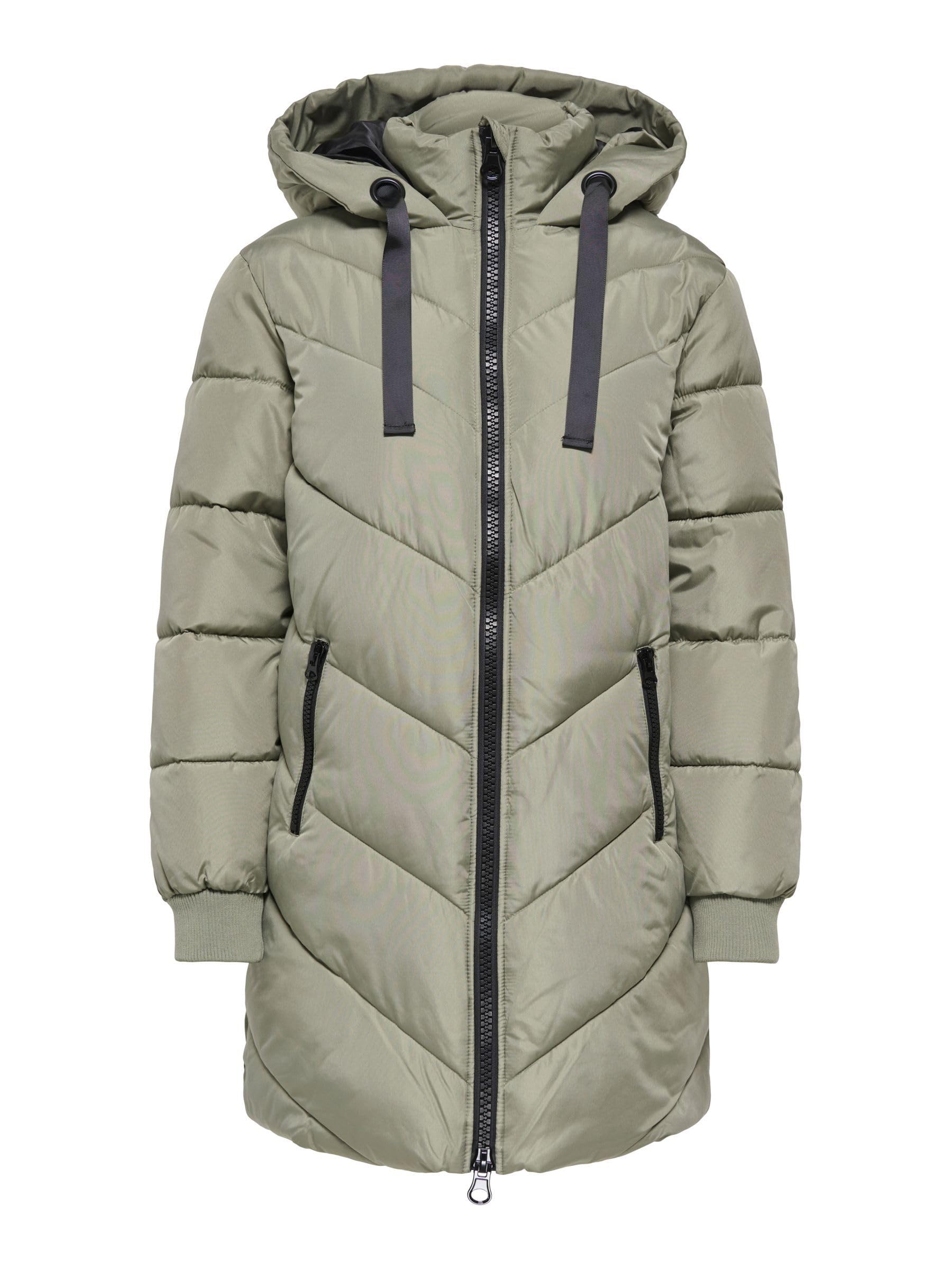 JDY Women's Jdyskylar OTW Noos Padded Hood Jacket, Vetiver/detail: black, L