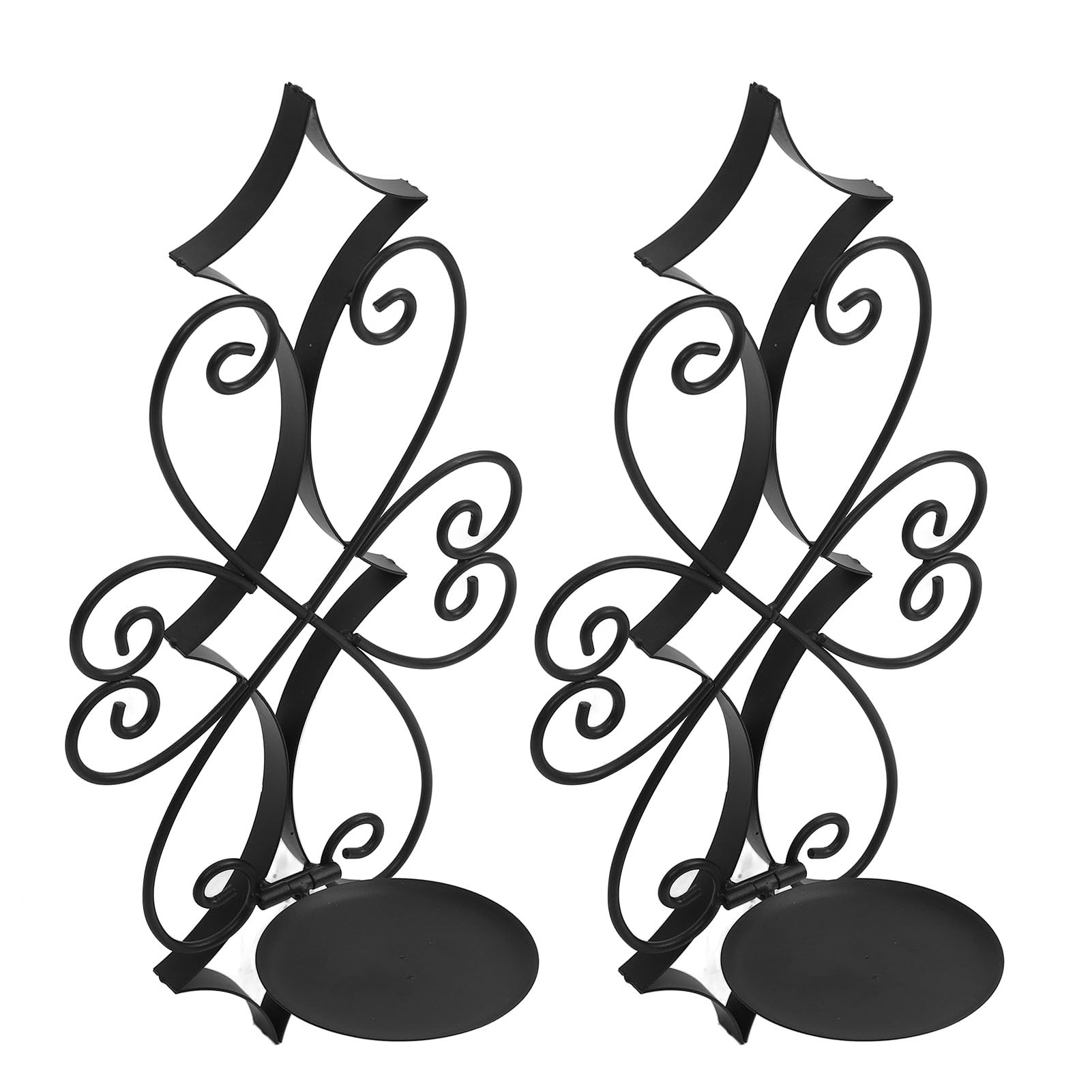 Metal Wall Candle Sconce Holder Set of 2 Vintage Wall Mount Candle Holders Hanging Black Candle Sconces for Living Room Bathroom Dining Room