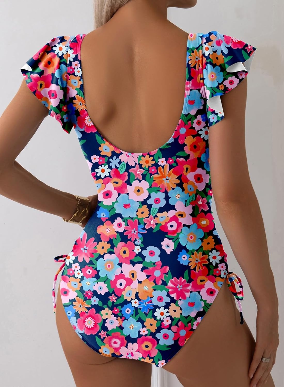 Aleumdr Womens Tummy Comtrol Swimsuits Slimming One Piece Bathing Suits Popular Swimsuit Shell Ruffle Swimwear - Image 2