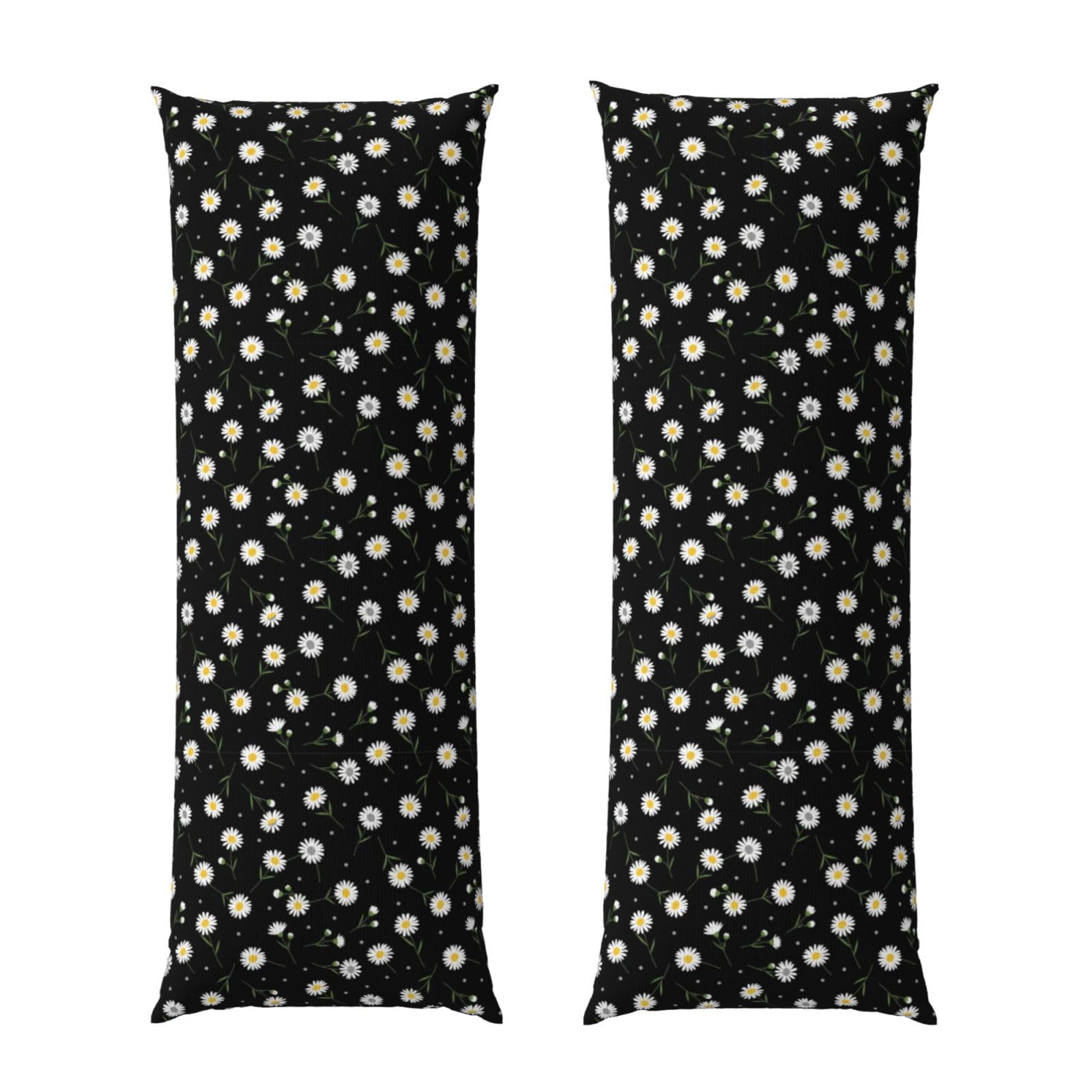 Body Pillow Cover 20x54 Inch, Daisy Flower Floral Polka Dot, Plush Velvet Long Pillowcase with Zipper, Softffy Rectangular Case for Couch Bed Hotel Decor
