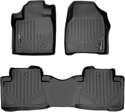 MAXLINER - Juego de alfombrillas de piso de 2 filas color negro para Honda Pilot 2009-2015