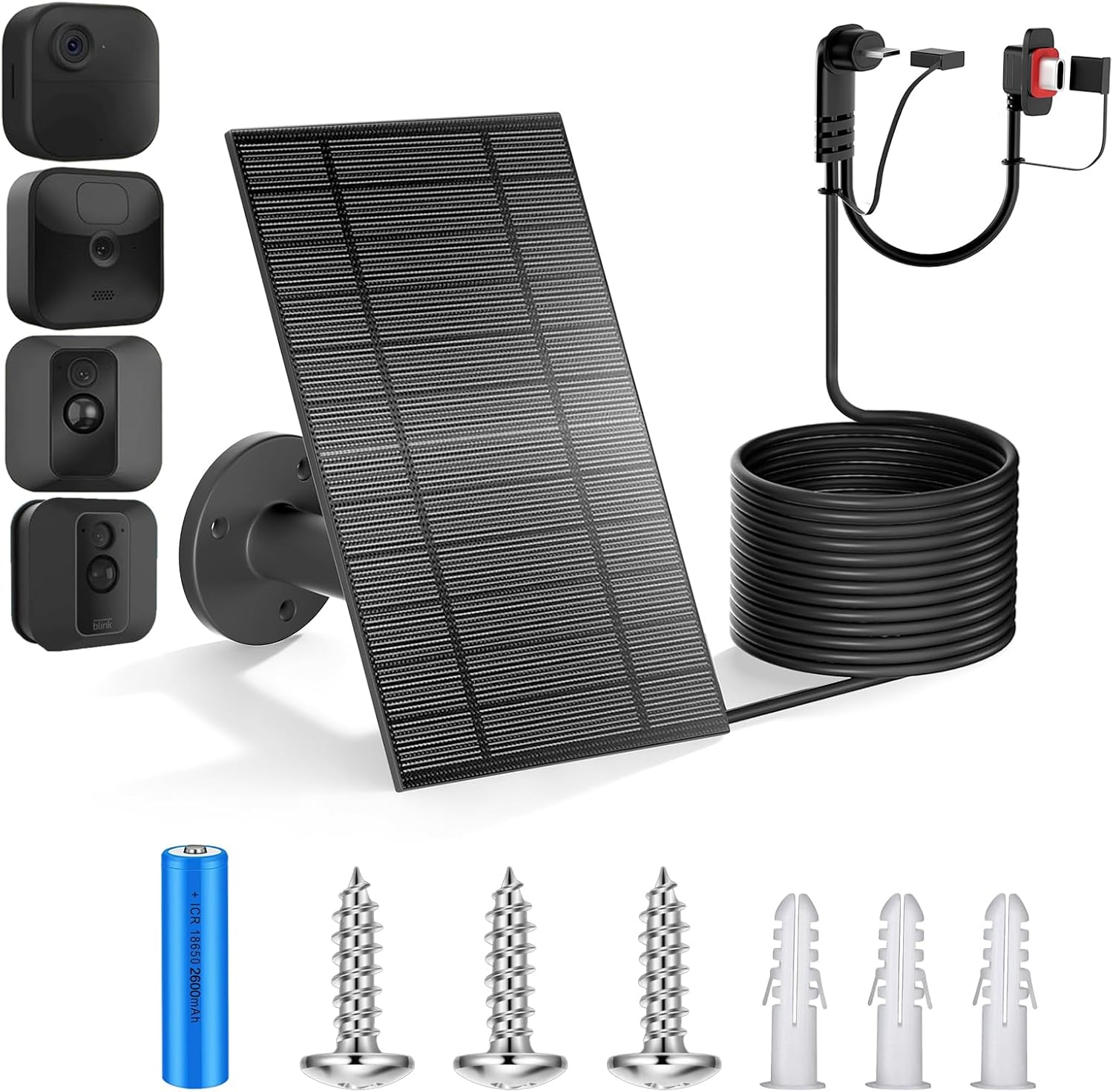 Blink Solar Panel with 2.6Ah Battery 13ft Cable Rubber Plug and IP65 Waterproof,Solar USU C Charger Batteries for Blink Outdoor 4(4th Gen/3rd Gen/XT/XT2) Camera