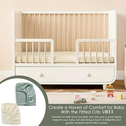 Miniatura 3 de CADECA - Juego de sábanas de muselina de alta calidad para cuna, para niñas y niños, con sábanas acogedoras, sábana de colchón de muselina neutra de