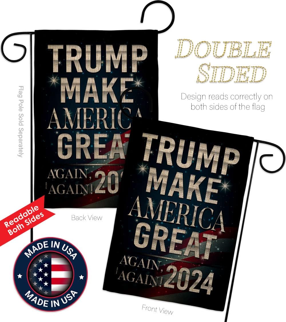 Trump Flag Make America Again 2024 Burlap Garden Flag-Patriotic Vote President Democrat Republican Tea Party United State American Election House Banner Small Yard Gift Double-Sided, Made in USA