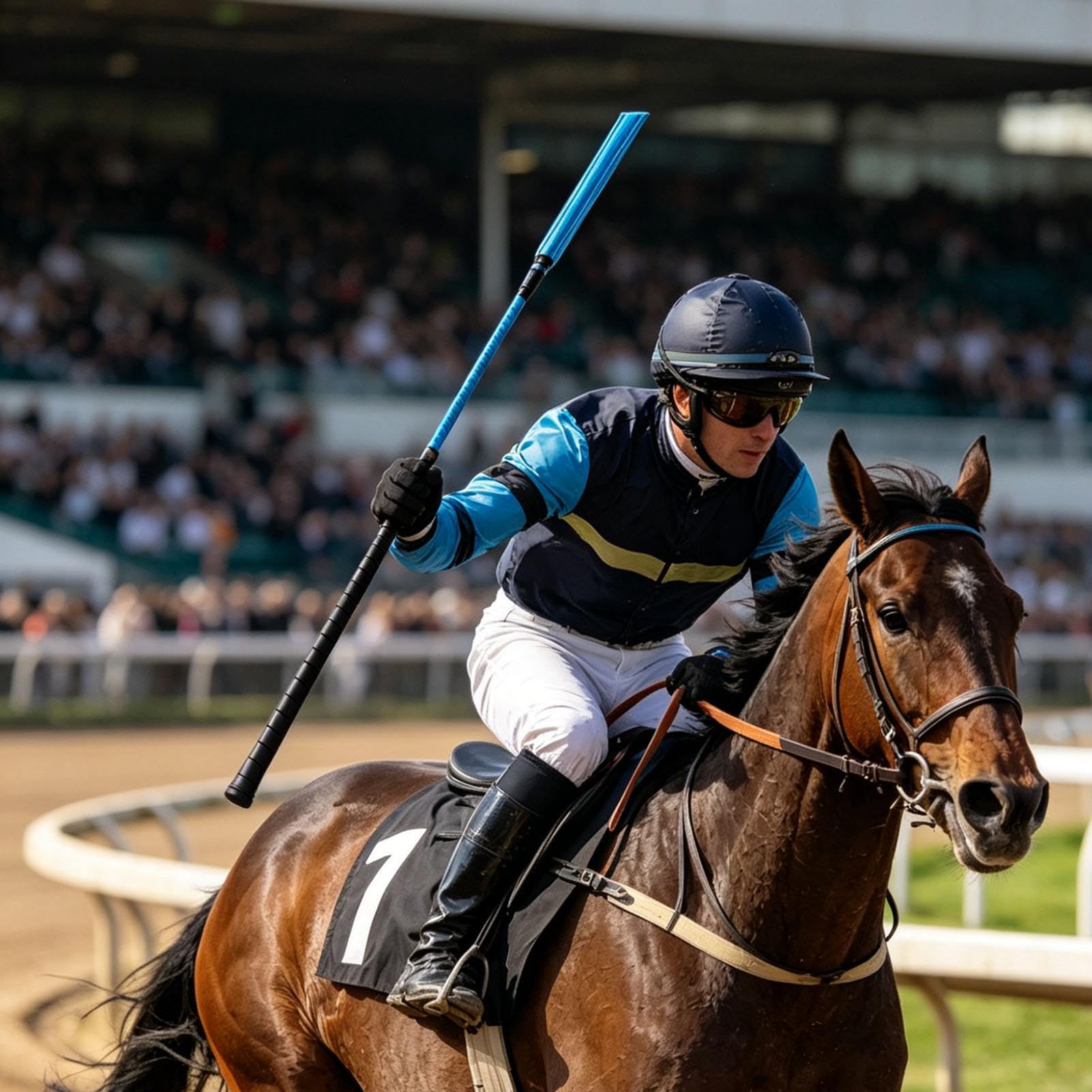 Cosiki Frustino da Equitazione in Pelle Verniciata con Impugnatura Ergonomica per Allenamento Equestre, Frusta da Corsa da 65 Cm