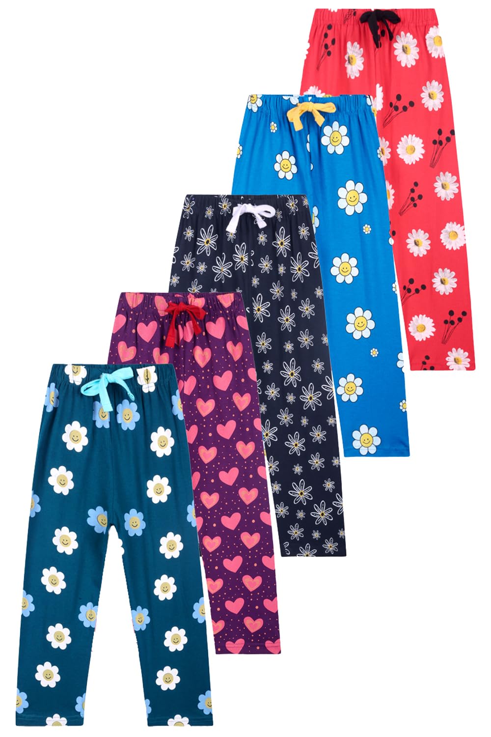 T2F Girls Regular Fit Cotton Printed Track Pants (Pack of 5)-picture-25