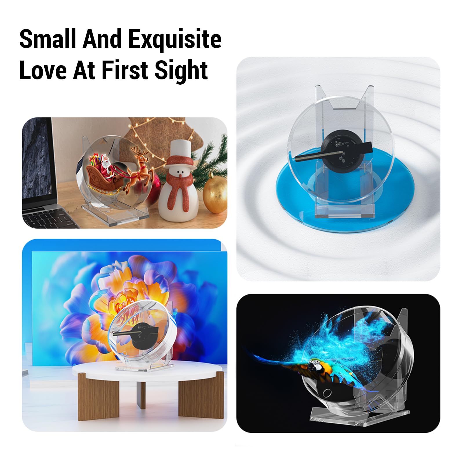 Elprico 3D -Hologramm -Lüfter mit Desktop -Basis und Bluetooth -Lautsprecher, LED -Holographic -Projektor für Werbeanzeige und Wohnkultur