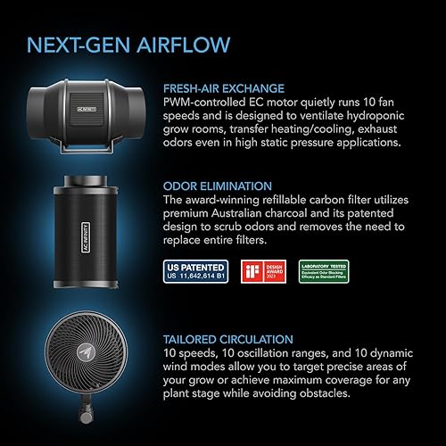 Miniatura 12 de AC Infinity Advance Grow System - Kit de tienda de cultivo integrado con WiFi, 3 plantas, luz led de cultivo de espectro completo Samsung LM301H