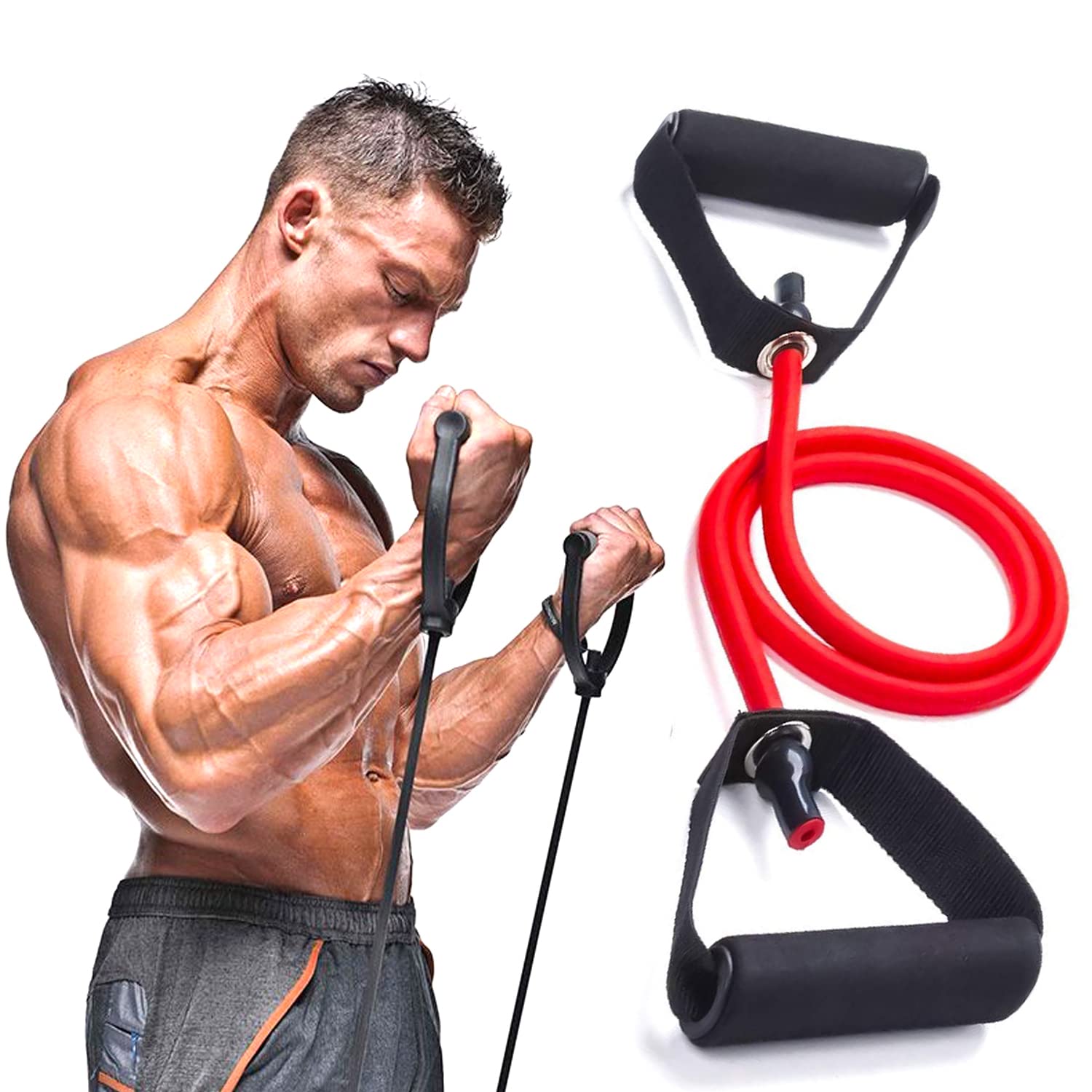 Toning Tube Exercise & Stretching Resistance Band for Men & Women Workout Resistance Tube (B0BLKCJZW4) Amazon Price History, Amazon Price Tracker