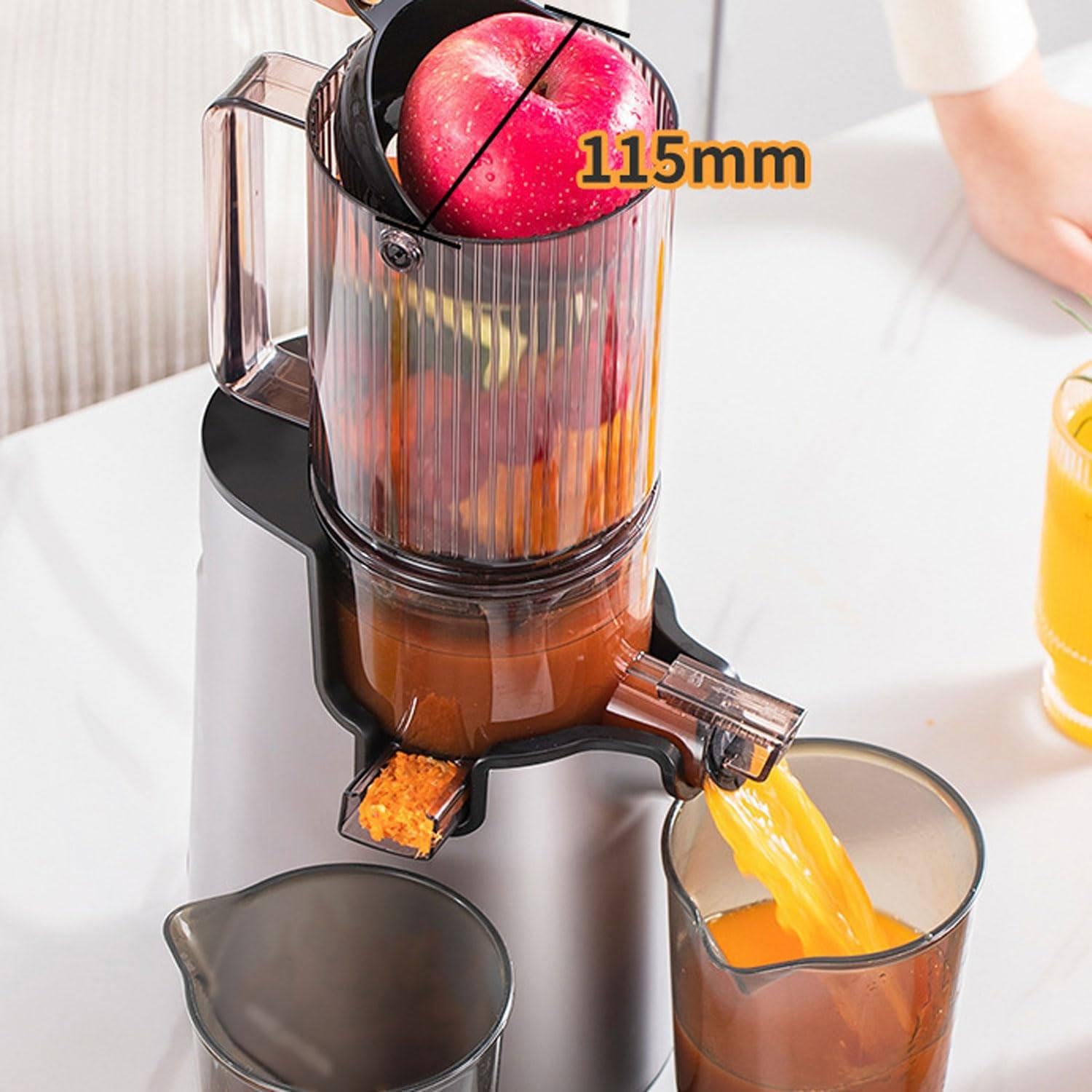 Exprimidor de Prensa en frío de 200 W, exprimidor Masticador Profesional de Baja Velocidad, exprimidor Separador de Pulpa Desmontable, alimentación automática fácil de Limpiar.,B