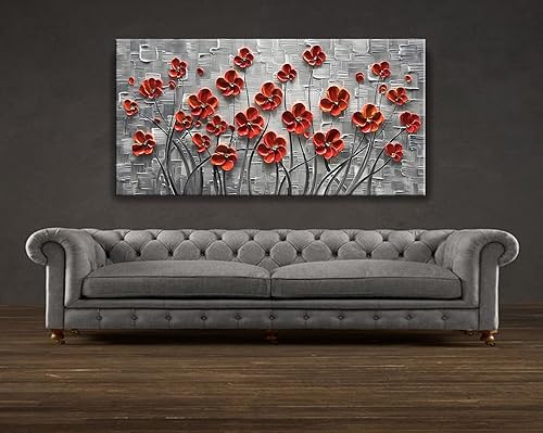 Miniatura 7 de YaSheng Arte, cuadro contemporáneo pintado a mano, motivo de flores blancas, pinturas para decoración del hogar, para el interior, listo para