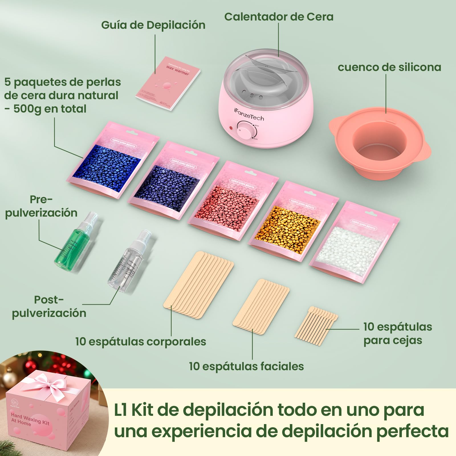 Calentador de Cera Depilatoria Maquina de Cera Caliente: IFANZETECH Calentador Cera Depilatoria para Eliminar Vello Zona Intima, Piernas, Axilas, Cejas, Faciales para Mujer y Hombre