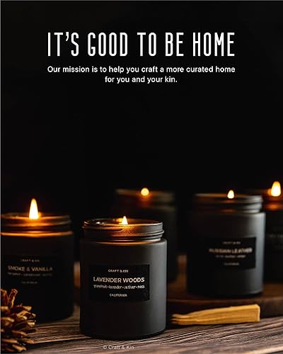 Miniatura 6 de Craft & Kin Premium Smoky Fireside Candle | Scented Candles for Men | Men Candles with Wood Wicked | Long Lasting with 45 Hour Burn Time - 7.6oz