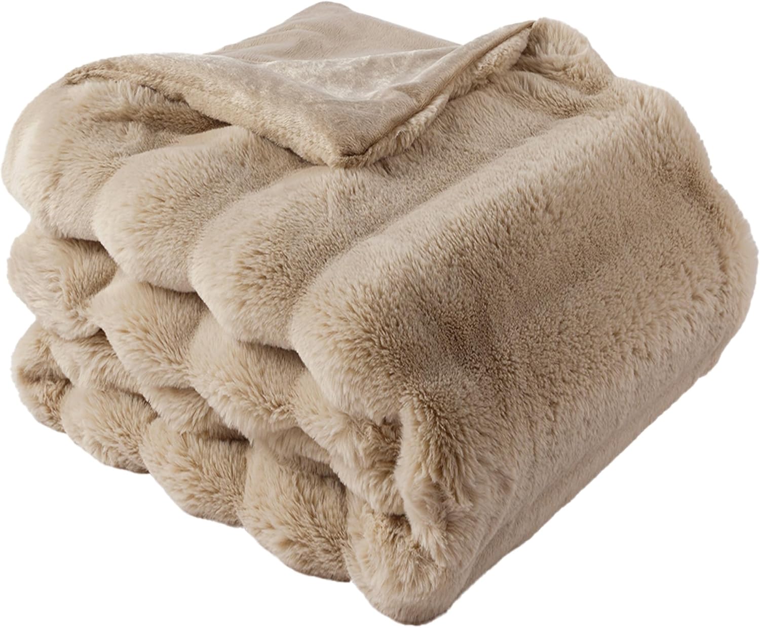 Battilo Dark Grey Faux Fur Throw Blanket, Rabbit Fur Blanket for Bed, Couch, Super Soft Cozy Fuzzy Mink Blanket, 60"x80"