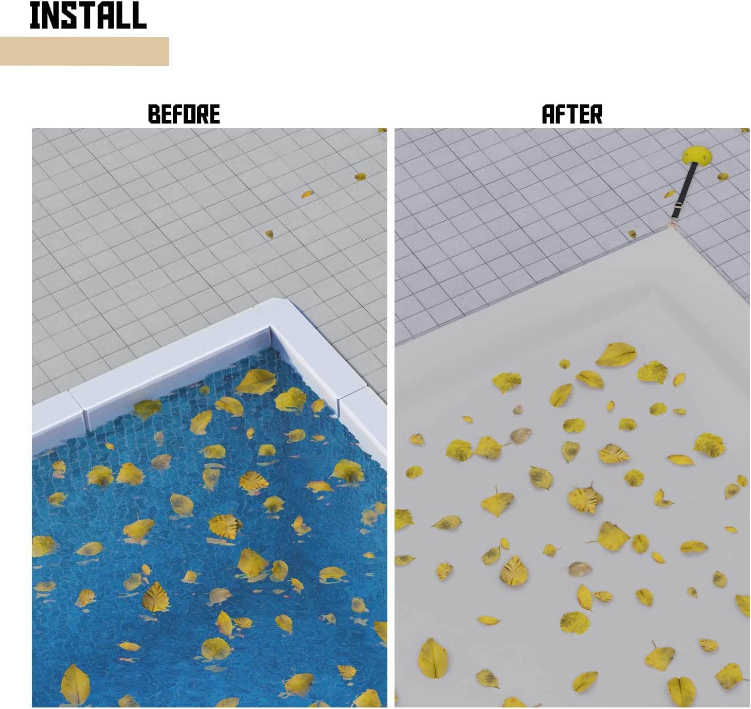 TANG 14'x24' Inground Pool Cover Safety Winter Covers with Wire Rope Hemmed All Edges, Heavy Duty Rectangular Mesh Cover for Swimming Pools Leaf Net Covers (Light Grey)