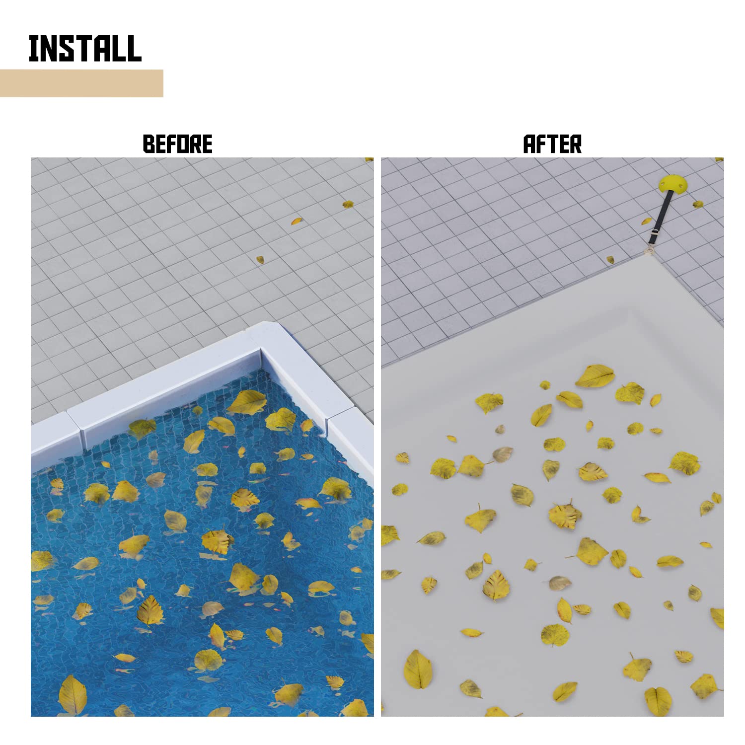 TANG 20'x 45' Rectangle Winter Pool Cover Pool Safety Covers for In-Ground Swimming Pools Inground Pool Leaf Net Cover Wire Rope Hemmed All Edges (Light Grey)