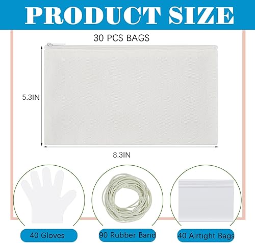 Miniatura 3 de Silkfly 30 bolsas de maquillaje de algodón para teñido anudado, artículos para teñido anudado, bolsa de cosméticos de algodón en blanco, bolsas