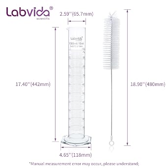 1000ml Graduated Cylinder with Brush, 3.3 Borosilicate Glass,LVE008