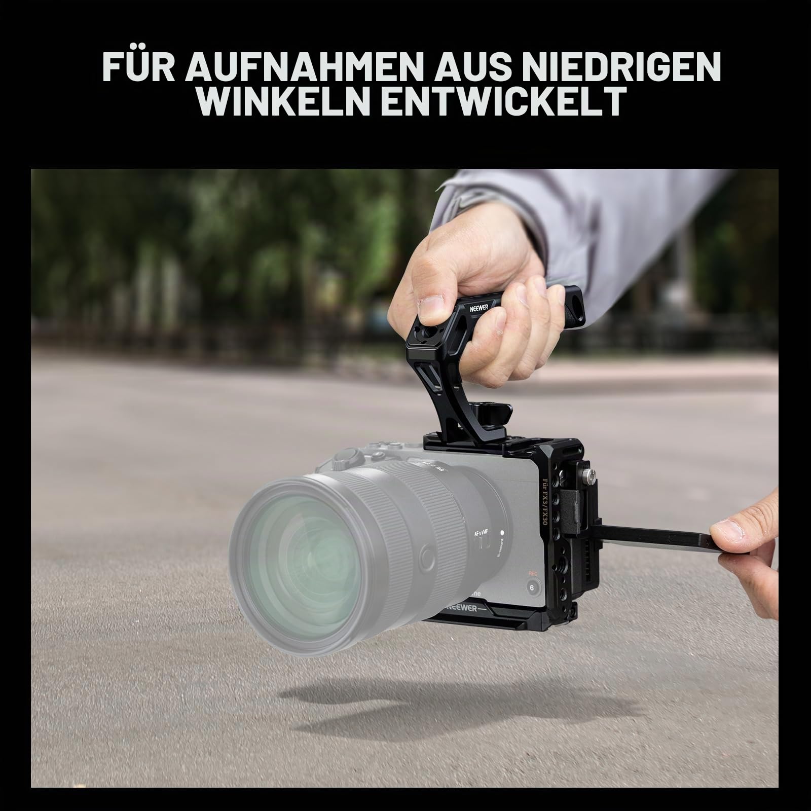 NEEWER Kameragriff mit 9,5 mm Flügelschraube & Locating Pins für ARRI, Rutschfester Silikongriff mit 6,35 mm & 9,5 mm Gewinden, Cold Shoes, kompatibel mit SmallRig Kamerakäfig Zubehör, CA107