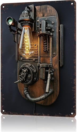 Vintage Metal Signs Retro Steampunk Style Industrial Wall Metal Logo-Funny Poster Wall Art for Home Living Room Garage Bar Decor 8X12inch