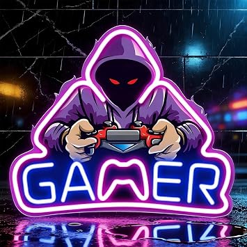 Gamer Neon Sign, Game Neon Sign, LED Video Neon Light Signs for Game Room Decor,UV Printed Gaming Neon Lights USB Power LED Gamer NeonLight for Man Cave, Gaming Wall Decor Gifts for Man Teenage Boys