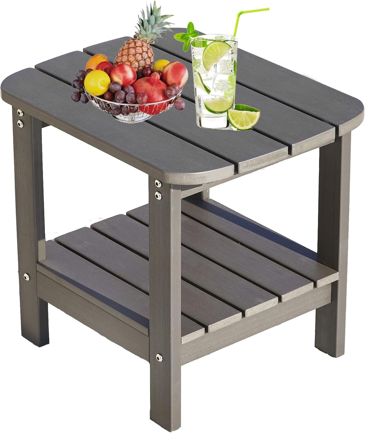 HaiZR Outdoor Adirondack Side Table Double Tier Patio Outdoor End