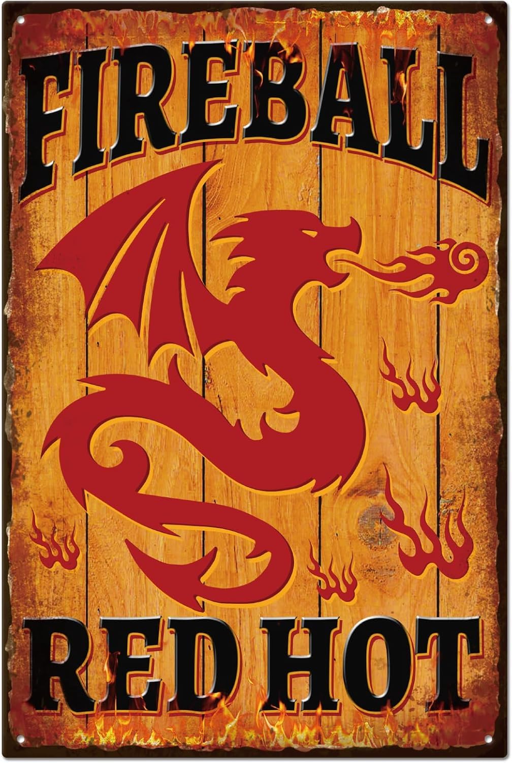 Fireball Whisky - Vintage Style Tin Sign, Reproduction Retro, Pub Bar Kitchen Garden Bathroom, Home, Plaque, Funny Decorative Wall Art, 3 Sizes (A4)
