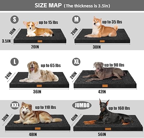 Miniatura 5 de Patas Lague Cama ortopédica para perros de tamaño grande de 36 x 24 pulgadas, impermeable, suave, cómoda, de espuma, para mascotas, con funda