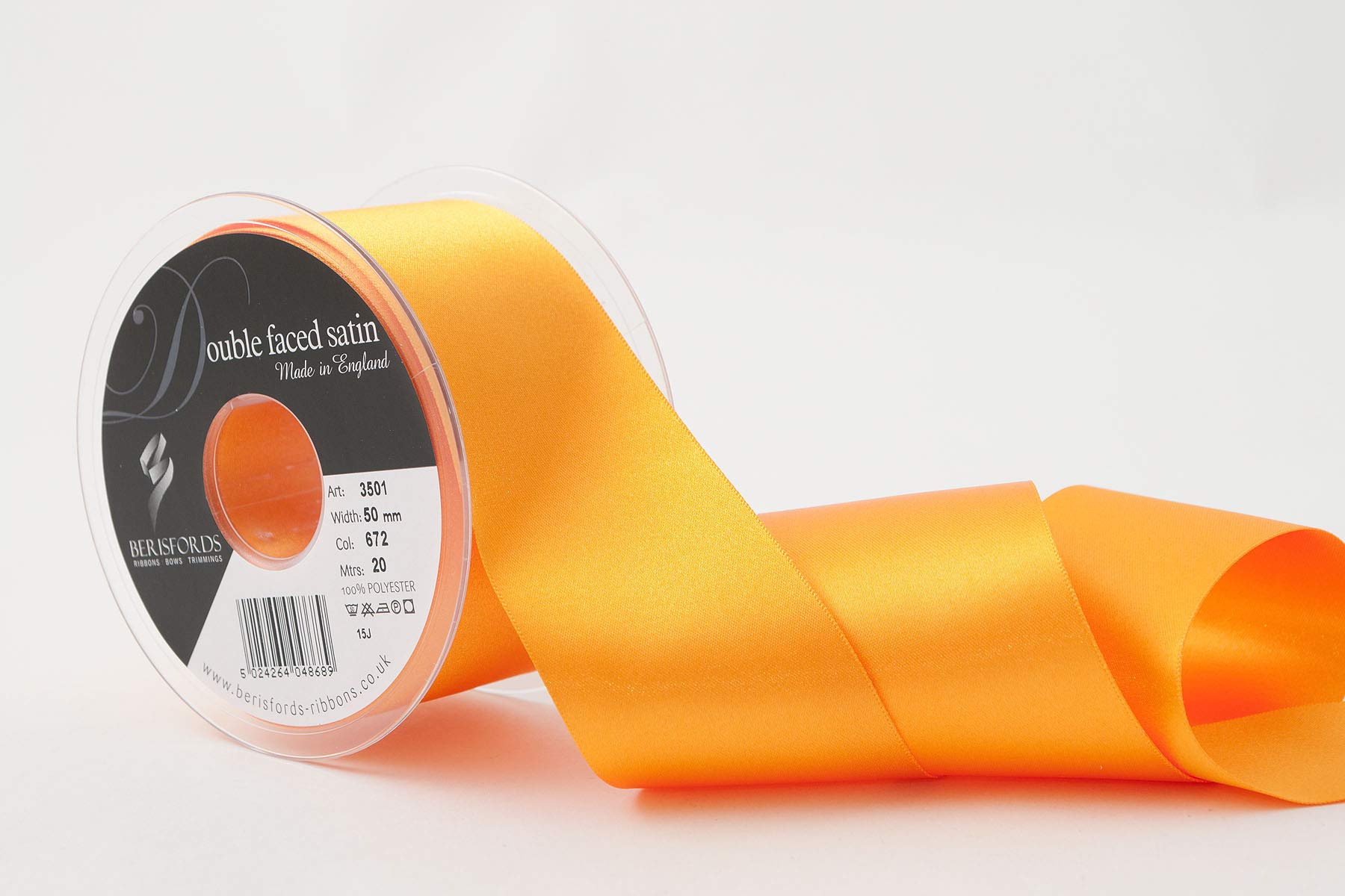 Berisfords Double FACE Poly Satin Ribbon, Marigold, 10.5x10.5x5.7 cm, 50 mm