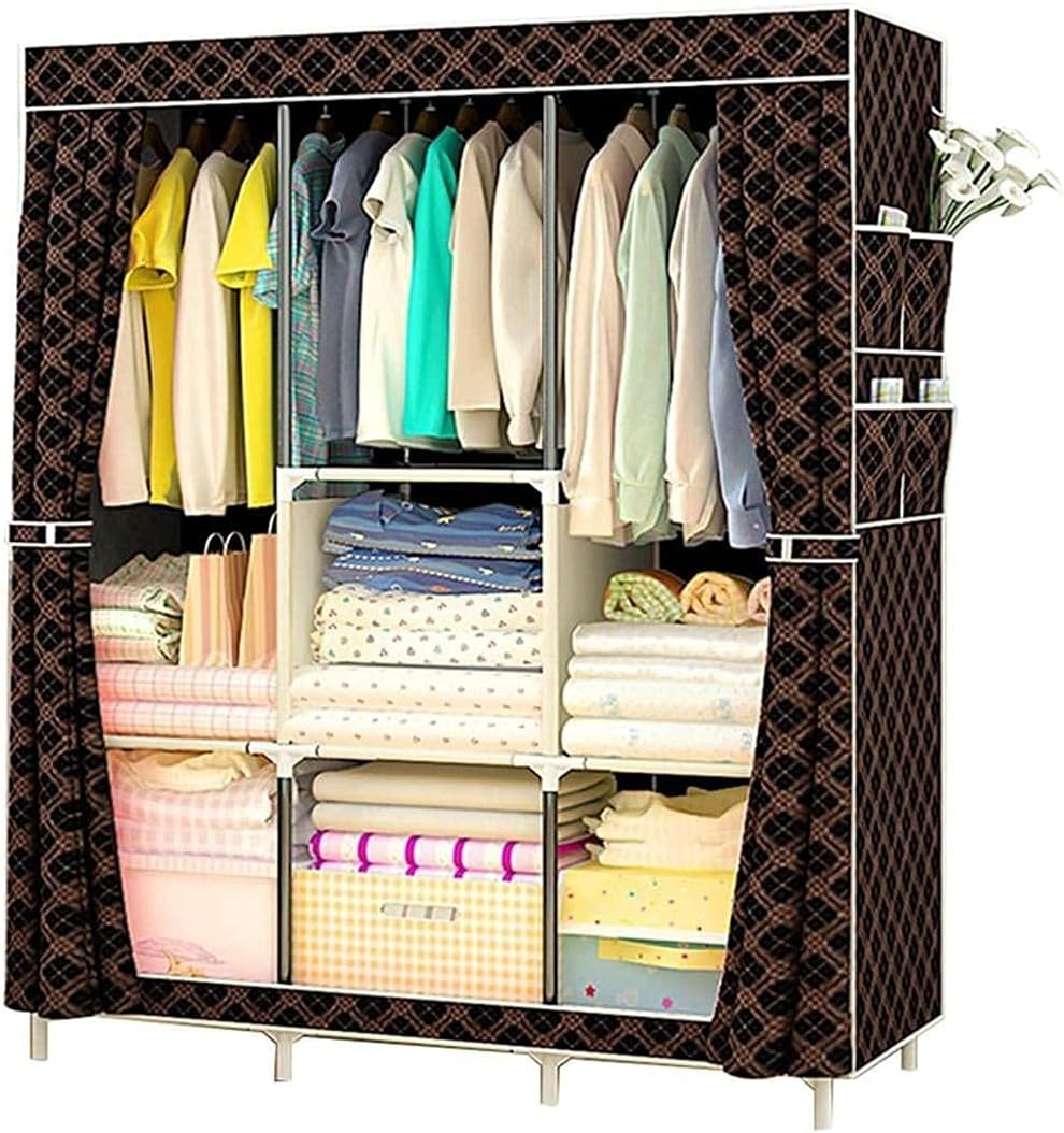 Wardrobe Single Wardrobe Oxford Cloth Sturdy Portable Fabric Wardrobe 158 45 106CM Clothes Rack (Color : D Size : 158 45 106CM) (A 158 * 45 * 106CM)