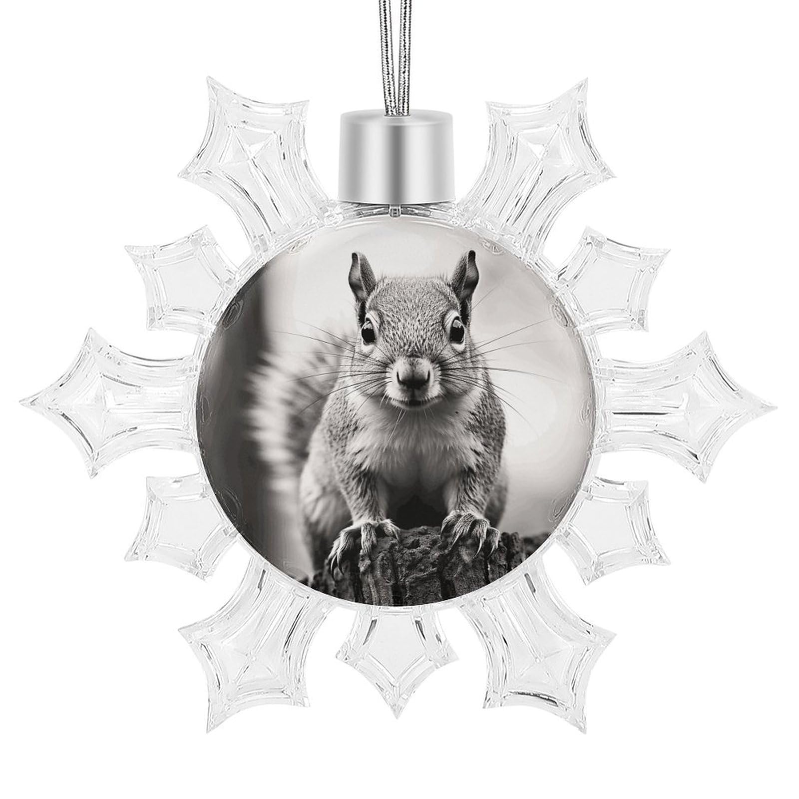 Décoration de Noël souvenir de fête pendentif écureuil gris clair alu