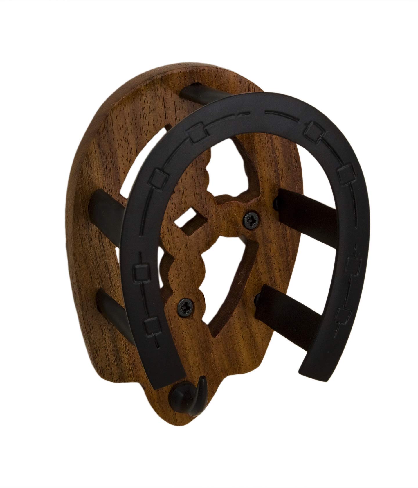 Tack Room Studio Brass Horseshoe Bridle Rack (Black & Wood)
