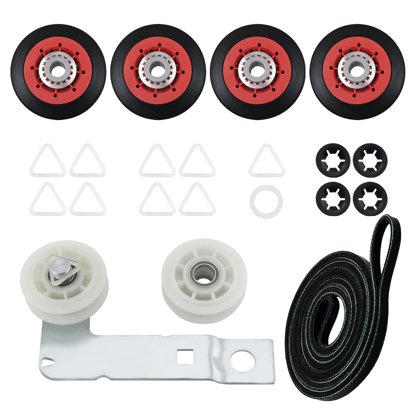 Shurhome Dryer Repair Set with W10837240 Idler Pulley Assembly and Drum Rollers for Electric Dryers Dryer Idler Pulley Belt Kits
