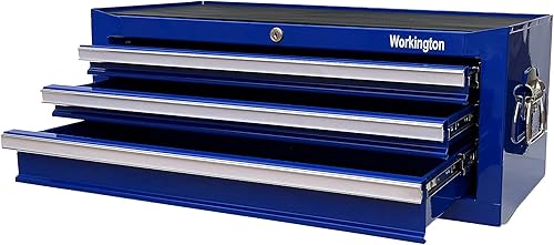 Miniatura 4 de Caja intermedia de metal portátil industrial de 3 cajones, gabinete de herramientas central de 26 pulgadas con correderas de cajón de rodamiento de