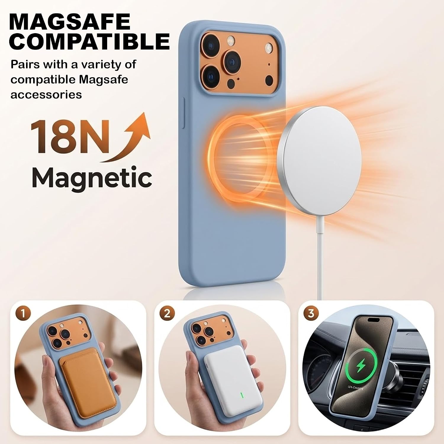 iPhone 17 Pro Max Case with MagSafe, Slim Silicone Magnetic Protective Cover with Wireless Charging, Soft Touch Phone Case, Slushy Blue | 6.9" image 5