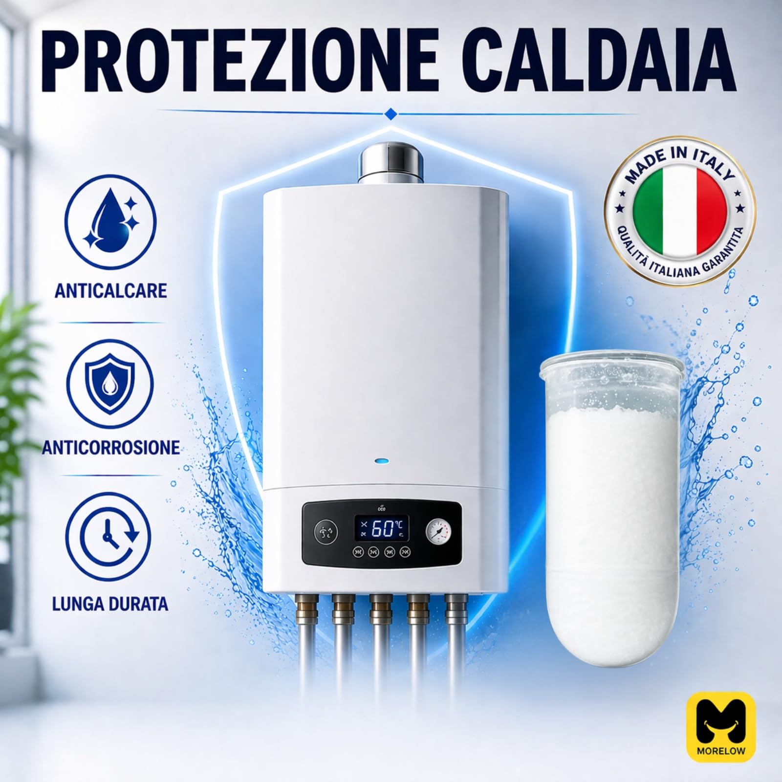 Polifosfati Caldaia Made in Italy – 6 Cartucce Ricarica Universali per Filtri Anticalcare Anticorrosione | Pastiglie Polifosfato per Trattamento e Depurazione Acqua Domestica